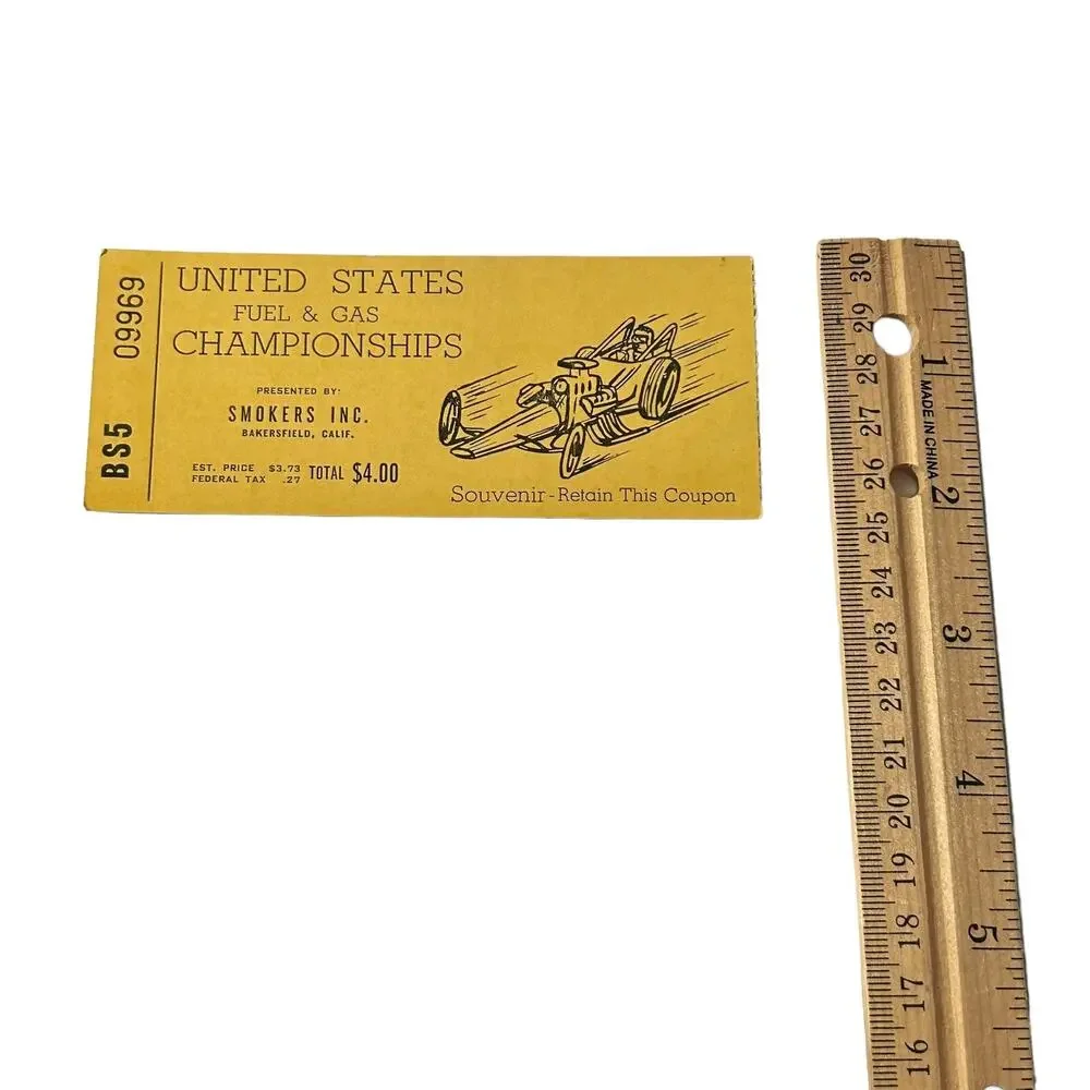 Vtg 1959 UNITED STATES FUEL & GAS CHAMPIONSHIPS SMOKERS INC TICKET BS5 -1ST EVER